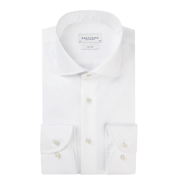 Overhemd - Wit - Slim Fit - Fine Twill (laatste maat: 43)