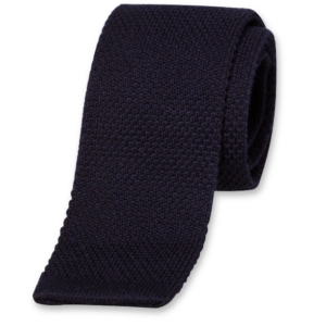 Gebreide wollen stropdas donkerblauw
